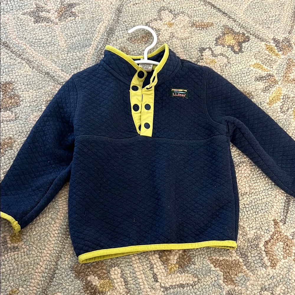 L.L. Bean Kids Quilted Navy and Yellow Sweatshirt